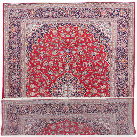 9x12 - Kashan Fine Wool All Over Rectangle - Hand Knotted Rug