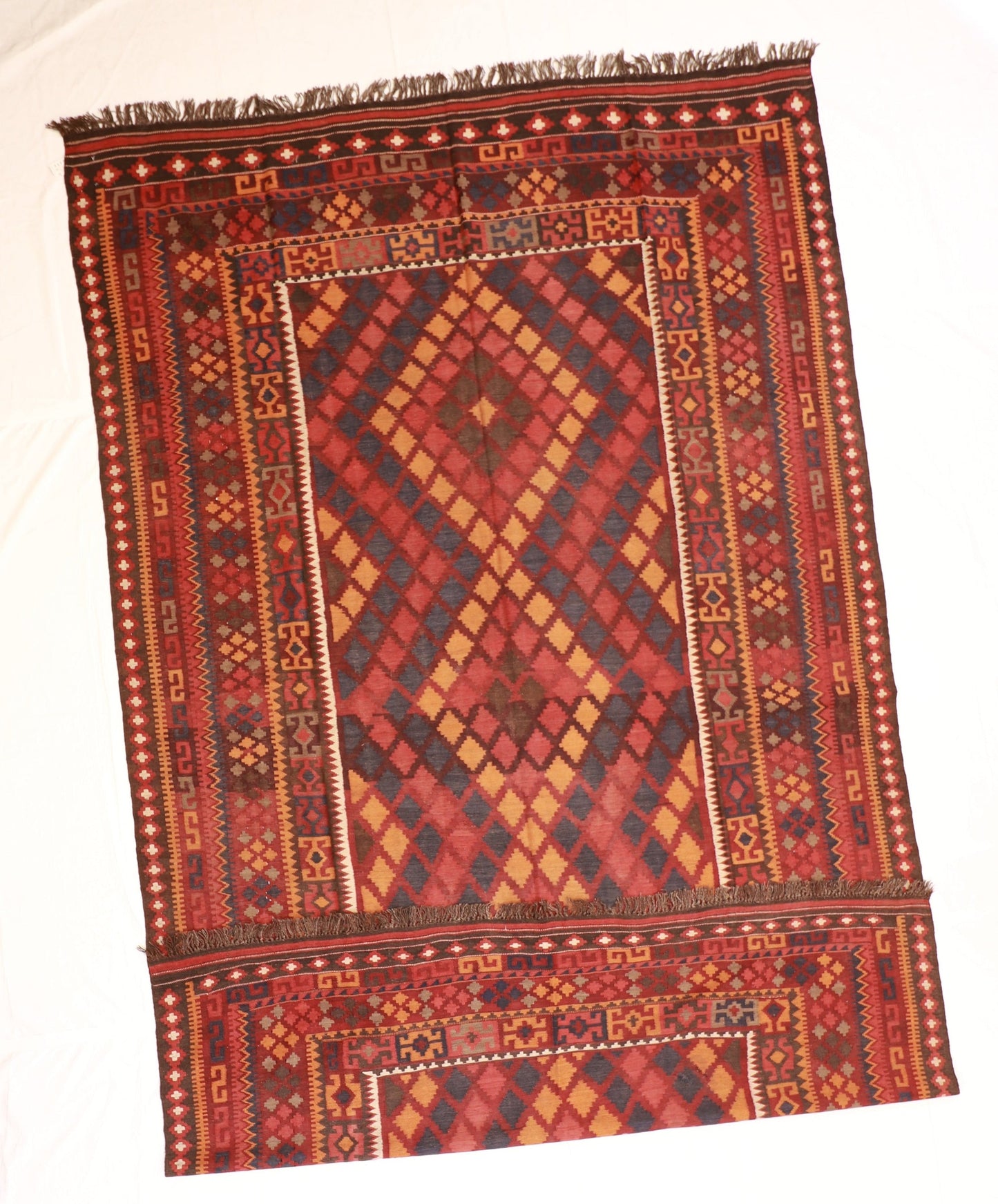 10x13 - Kilim Wool Geometric Rectangle - Hand Knotted Rug