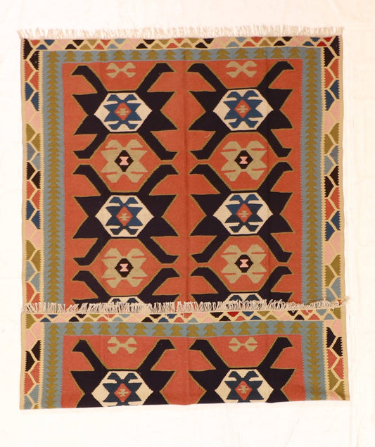 6x9 - Kilim Fine/Wool Geometric Rectangle - Hand Knotted Rug