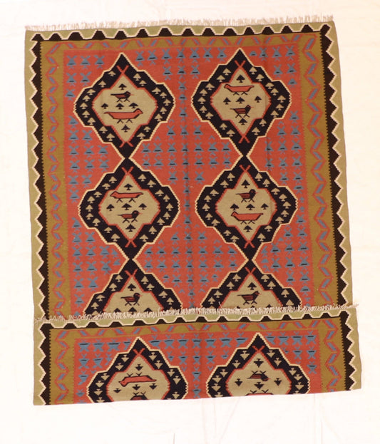 6x9 - Kilim Fine/Wool Geometric Rectangle - Hand Knotted Rug