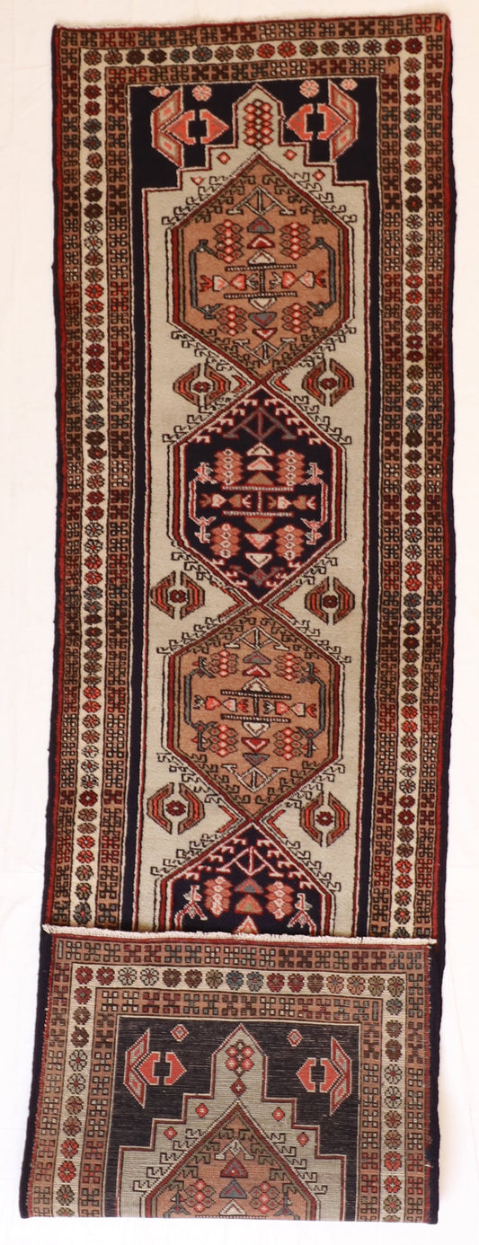 Runner - Ardabil Fine Geometric Rectangle - Hand Knotted Rug — 12280