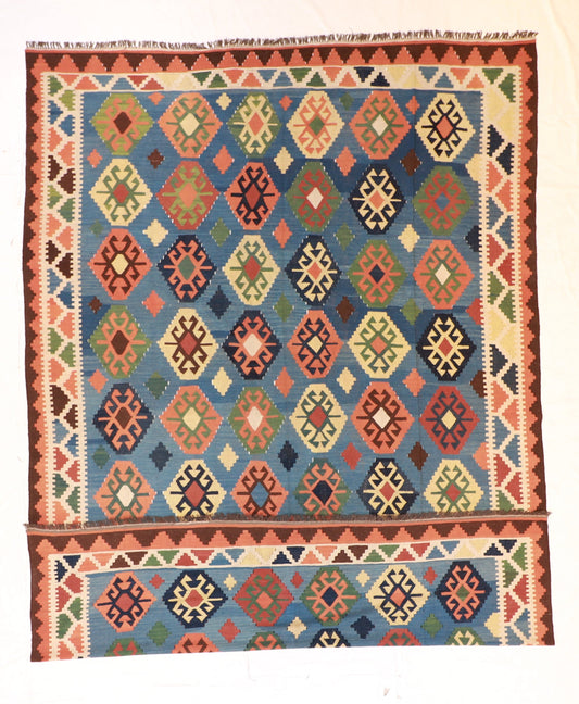 10x14 - Kilim Wool Geometric Rectangle - Hand Knotted Rug
