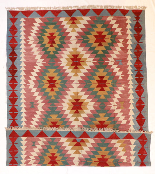 10x13 - Kilim Wool Geometric Rectangle - Hand Knotted Rug