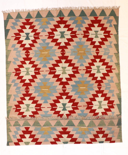 9x12 - Kilim Wool Geometric Rectangle - Hand Knotted Rug
