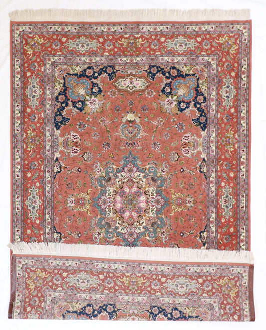7x10 - Tabriz Fine/Wool/Silk Medallion Rectangle - Hand Knotted Rug — 14991