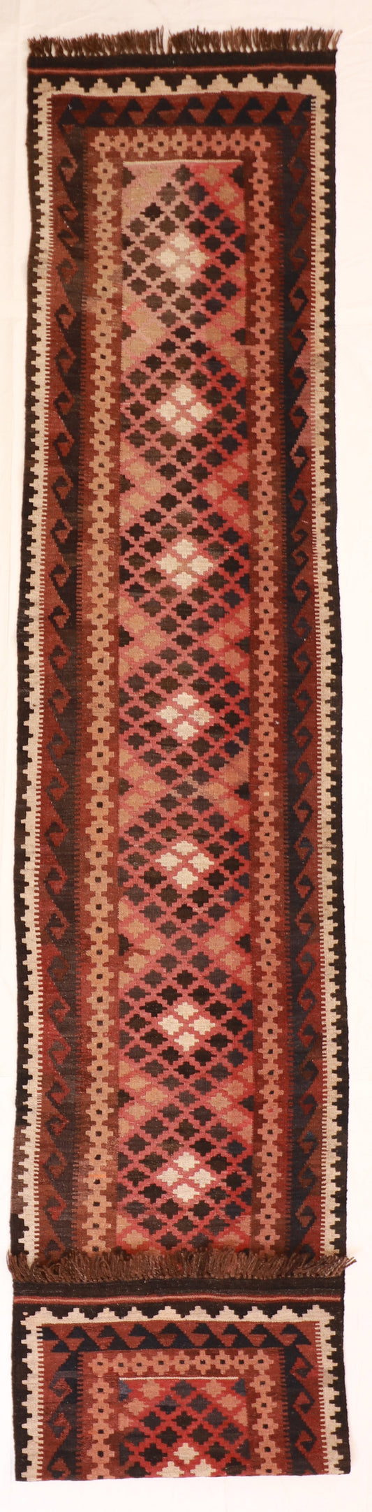 2'7"x13' Runner - Kilim Wool Geometric Rectangle - Hand Knotted Rug — 16054