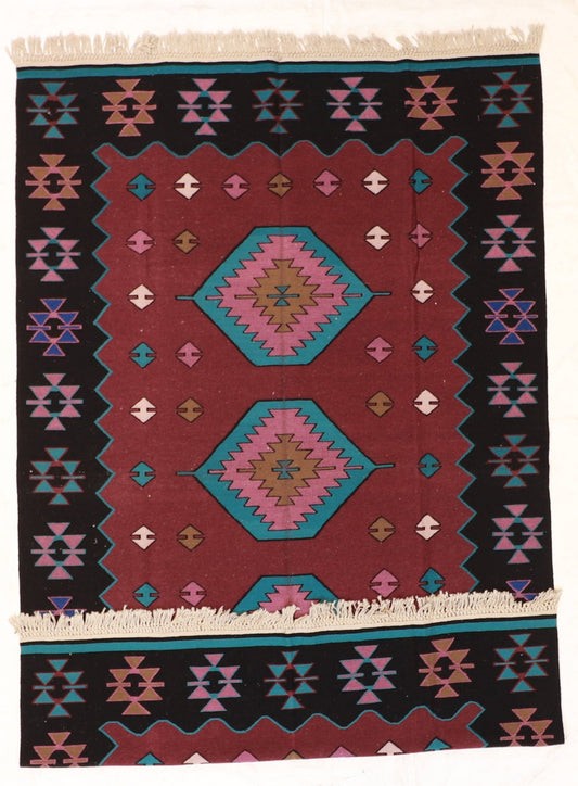 5x7 - Kilim Fine/Wool All Over Rectangle - Hand Knotted Rug