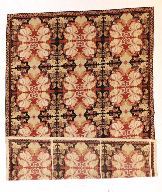 9x12 - Needle Point Wool Floral Rectangle - Hand Knotted Rug