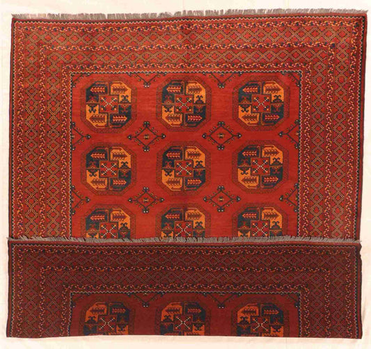 W 8.2 - L 9.8 - Turkamen Wool Traditional Rectangle - Finest Hand-Knotted Quality Wool - 20927