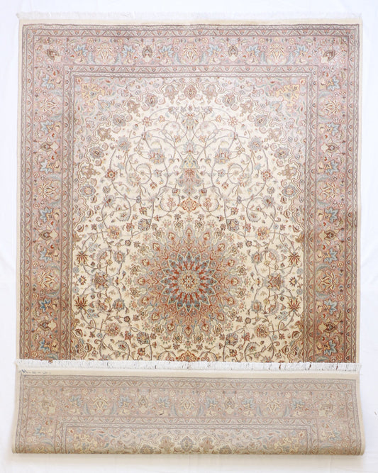 6x9 - Tabriz Wool Floral Rectangle - Hand Knotted Rug — 20953
