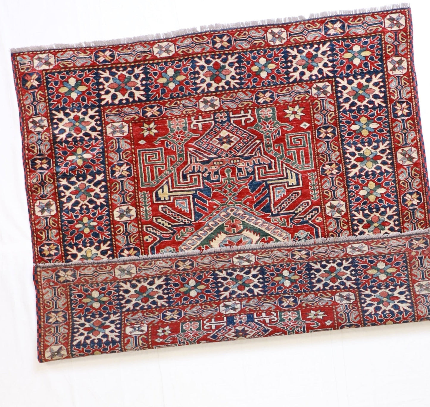 5x7 - Shirvan Wool Geometric Rectangle - Hand Knotted Rug — 21278