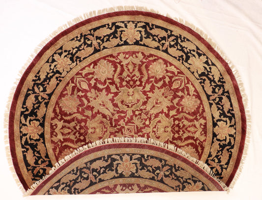 Round - Mashad Fine Wool Floral - Hand Knotted Rug — 22110