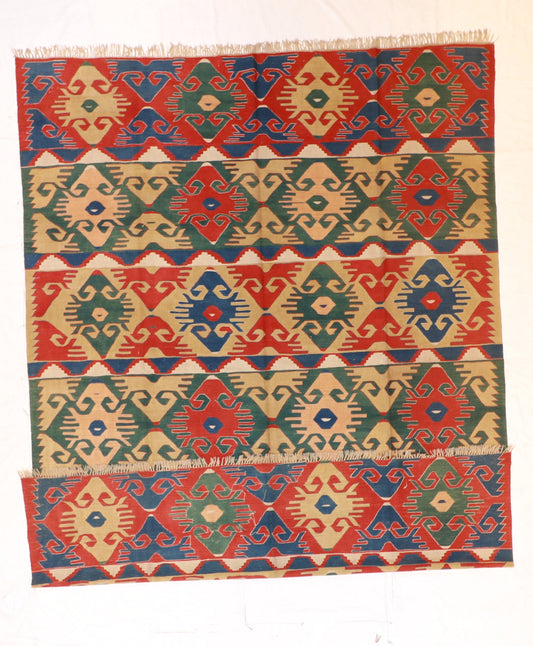 9x12 - Kilim Fine/Wool Geometric Rectangle - Hand Knotted Rug