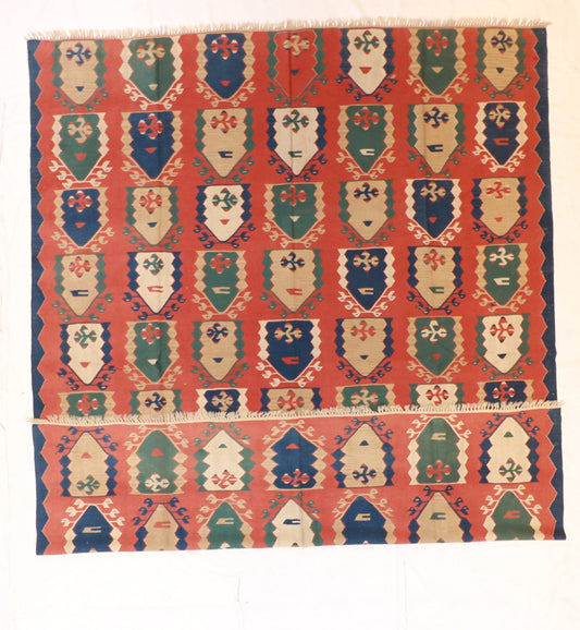 9x12 - Kilim Wool Geometric Rectangle - Hand Knotted Rug