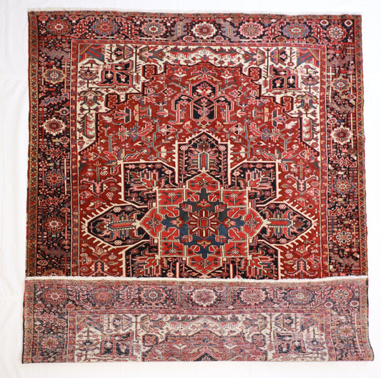 9 x12 - Heriz Silk Geometric Rectangle - Hand Knotted Rug — 24826