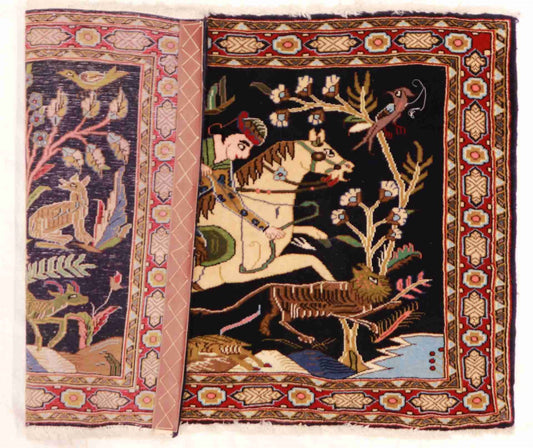 W 3.5 L 2 Kashan Antique 100% Wool Handmade All Over Design - 24895