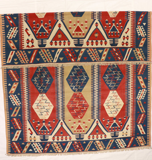 10x13 - Kilim Wool Geometric Rectangle - Hand Knotted Rug
