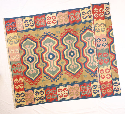 9x12 - Kilim Fine/Wool Geometric Rectangle - Hand Knotted Rug