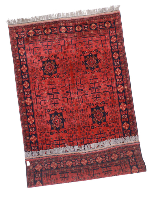 4x6 - Khan Mohamadie Fine Geometric Rectangle - Hand Knotted Rug — 26283