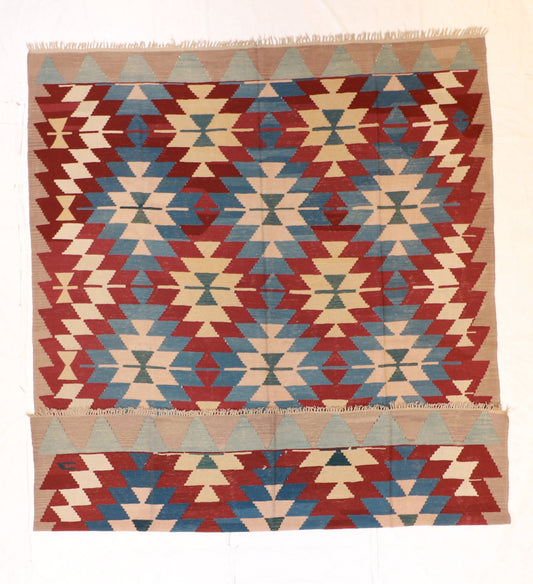 9x12 - Kilim Fine/Wool Geometric Rectangle - Hand Knotted Rug