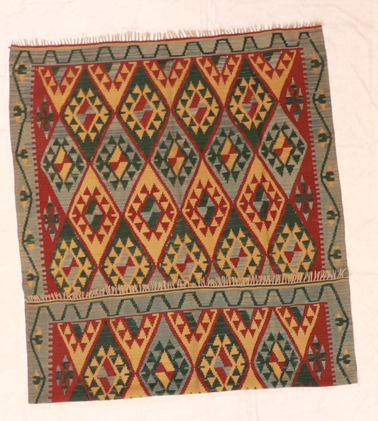 5x7 - Kilim Fine/Wool Geometric Rectangle - Hand Knotted Rug
