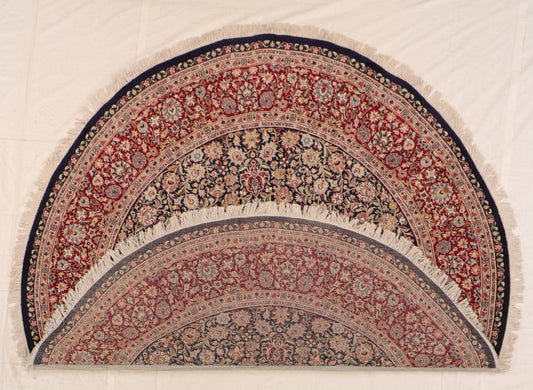 Round - Kashan Fine Floral - Hand Knotted Rug — 50402