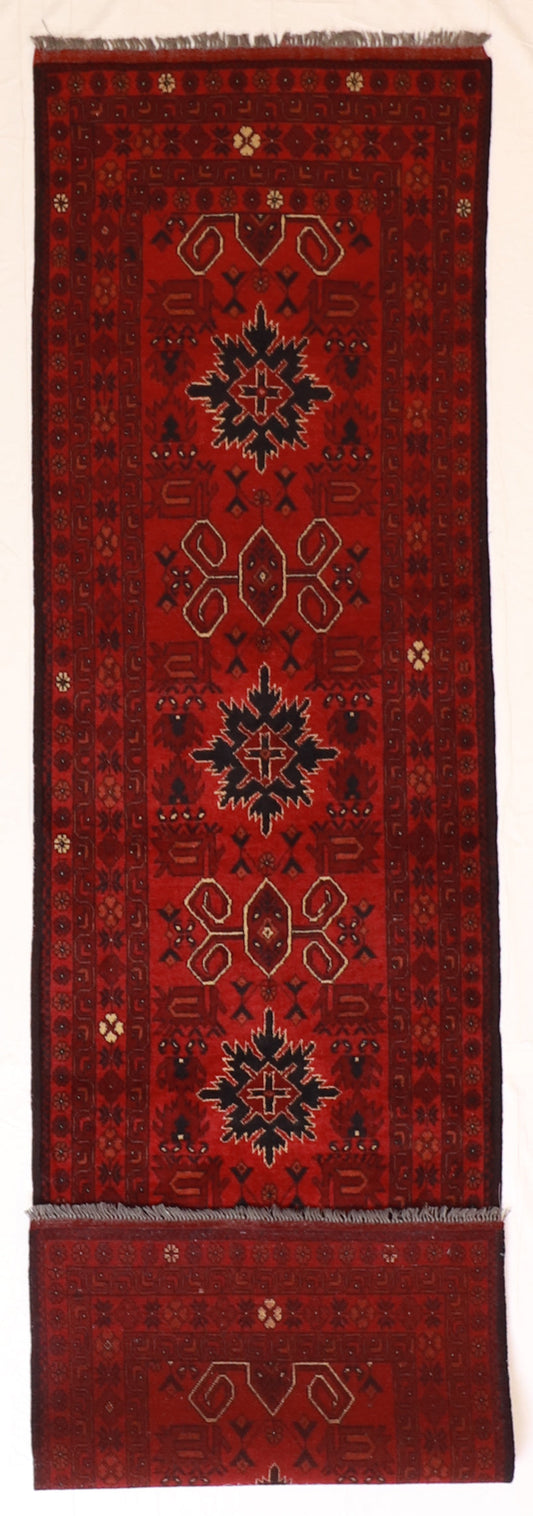 Runner - Yamoud Wool Geometric Rectangle - Hand Knotted Rug — 50515