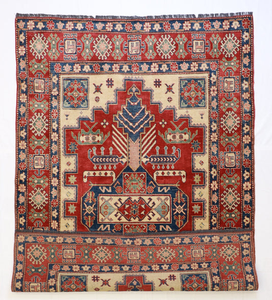 6x9 - Serapie Wool Geometric Rectangle - Hand Knotted Rug — 50641
