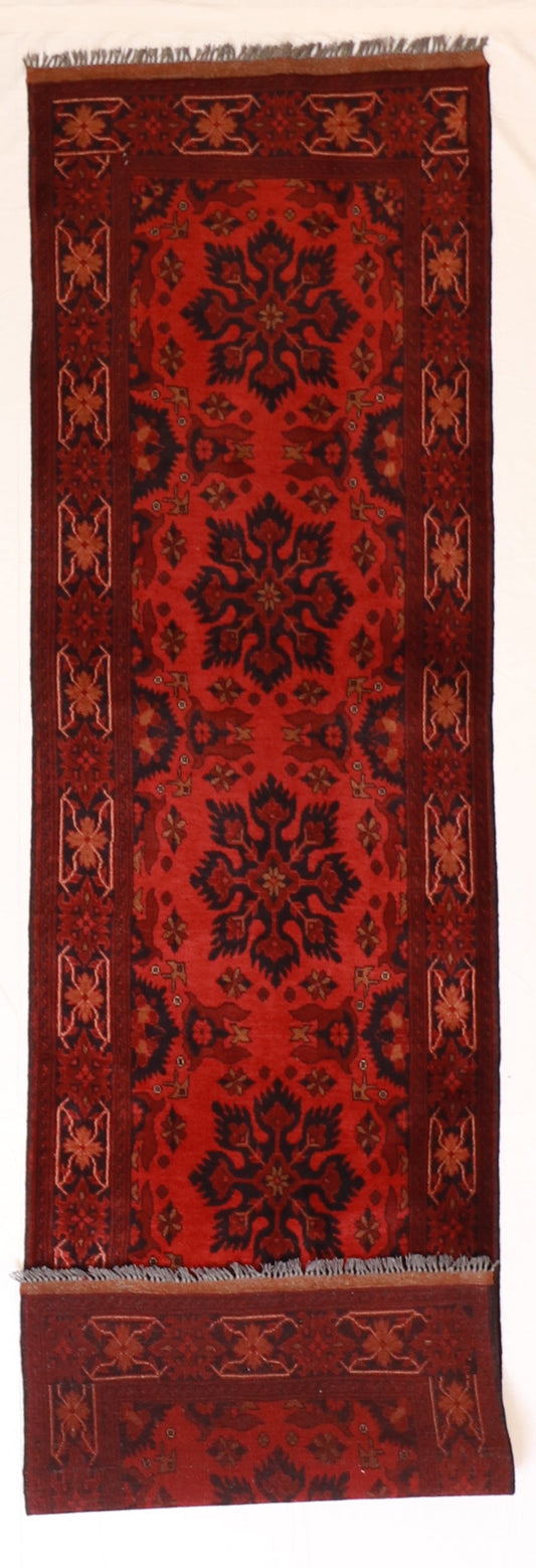 Runner - Kazak Fine Geometric Rectangle - Hand Knotted Rug — 50757