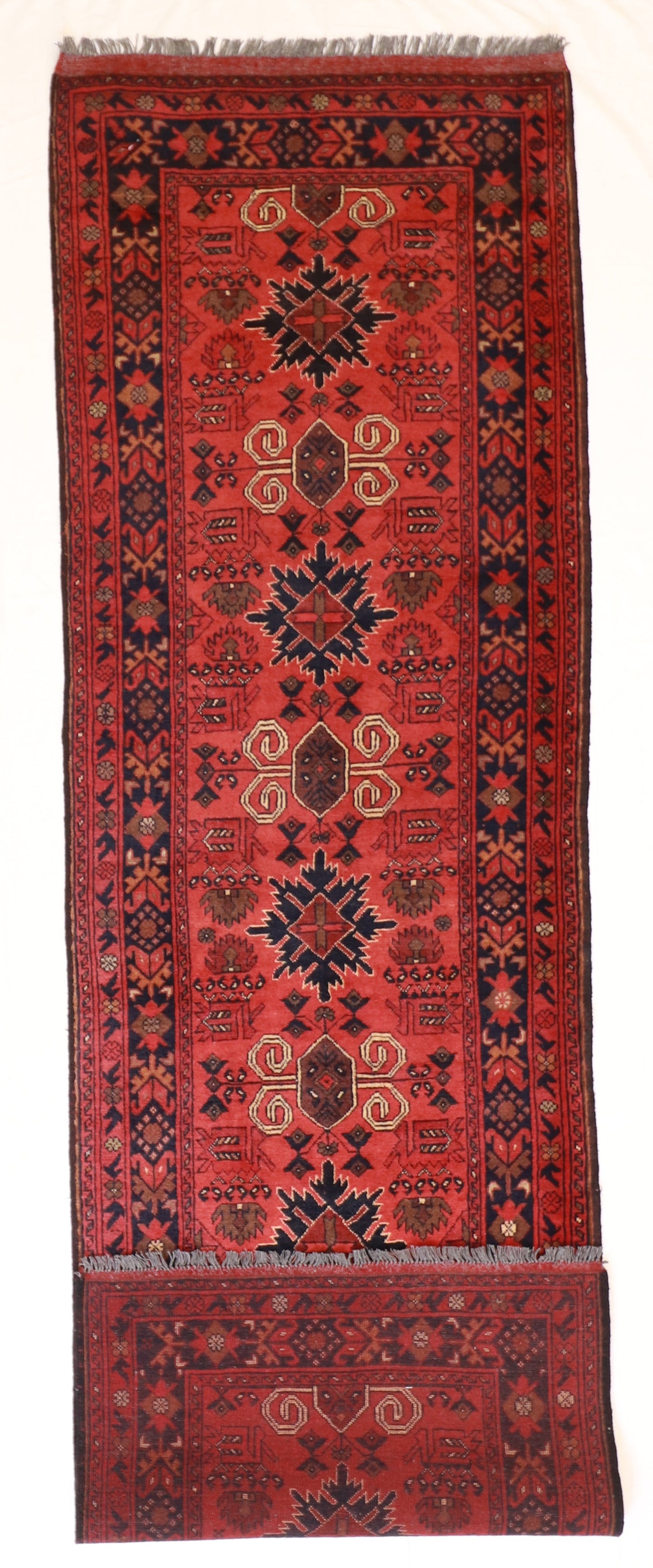 Runner - Kazak Fine/Wool Geometric Rectangle - Hand Knotted Rug