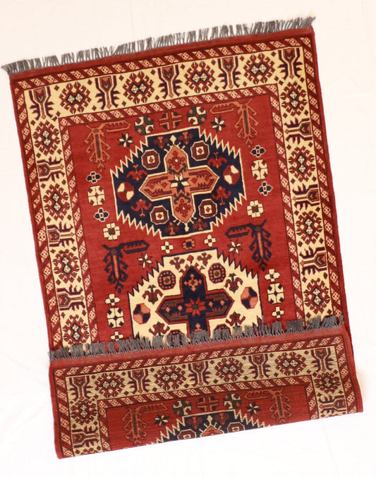 3x5 - Kazak Fine Geometric Rectangle - Hand Knotted Rug