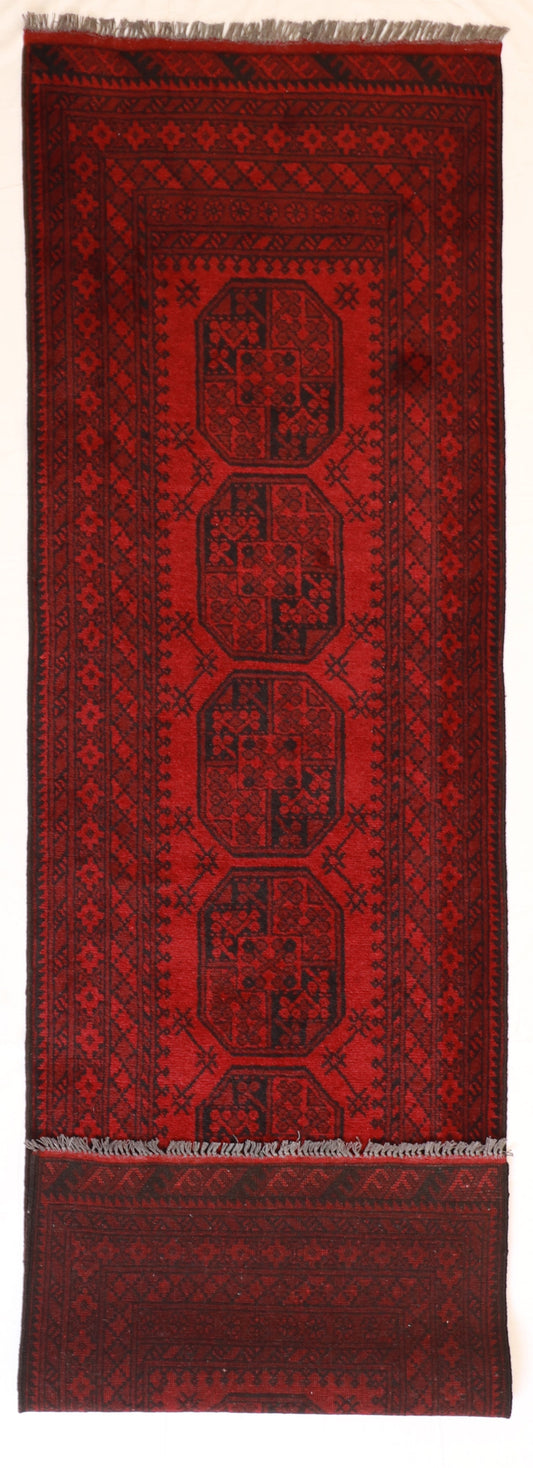 Runner - Turkaman Fine Geometric Rectangle - Hand Knotted Rug — 50912