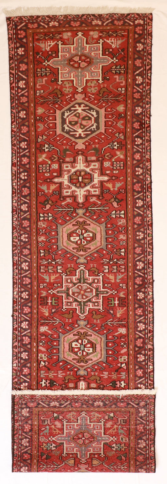 Runner - Karajeh Fine Geometric Rectangle - Hand Knotted Rug — 52003