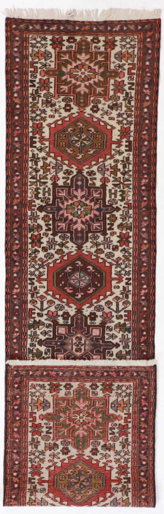 2.1 x 9.9 Runner- Karajeh Fine/Wool Geometric Rectangle - Hand Knotted Rug — 52024