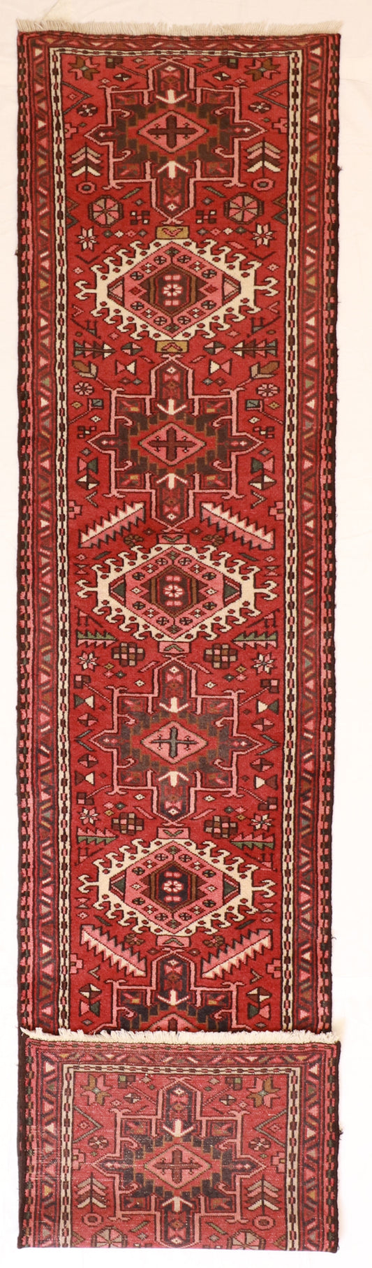 Runner - Karajeh Fine Geometric Rectangle - Hand Knotted Rug — 52028