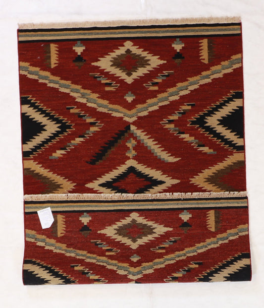 4x6 - Heriz Fine/Wool Geometric Rectangle - Hand Knotted Rug