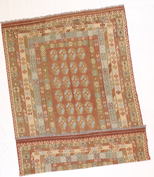 7x10 - Kilim Wool All Over Rectangle - Hand Knotted Rug