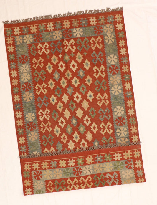 4x6 - Kilim Wool All Over Rectangle - Hand Knotted Rug