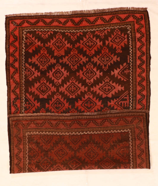 4x6 - Baluch Fine/Wool Geometric Rectangle - Hand Knotted Rug