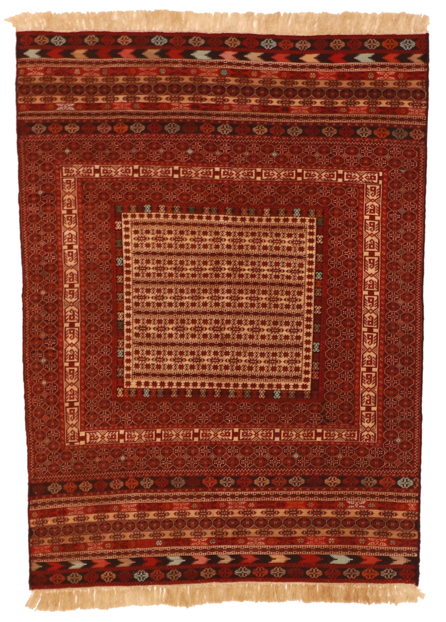 4x6 - Baluch Fine/Wool Geometric Rectangle - Hand Knotted Rug
