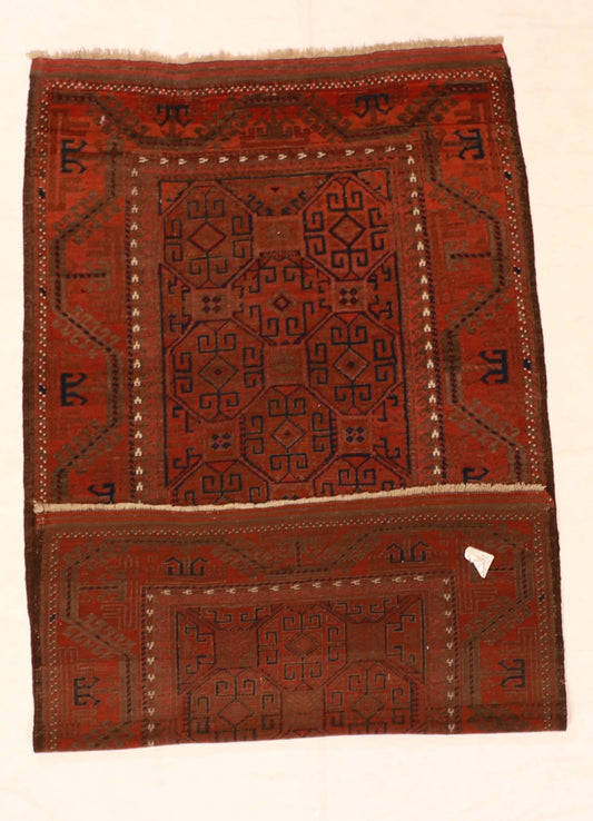 5x7 - Baluch Antique/Wool Geometric Rectangle - Hand Knotted Rug