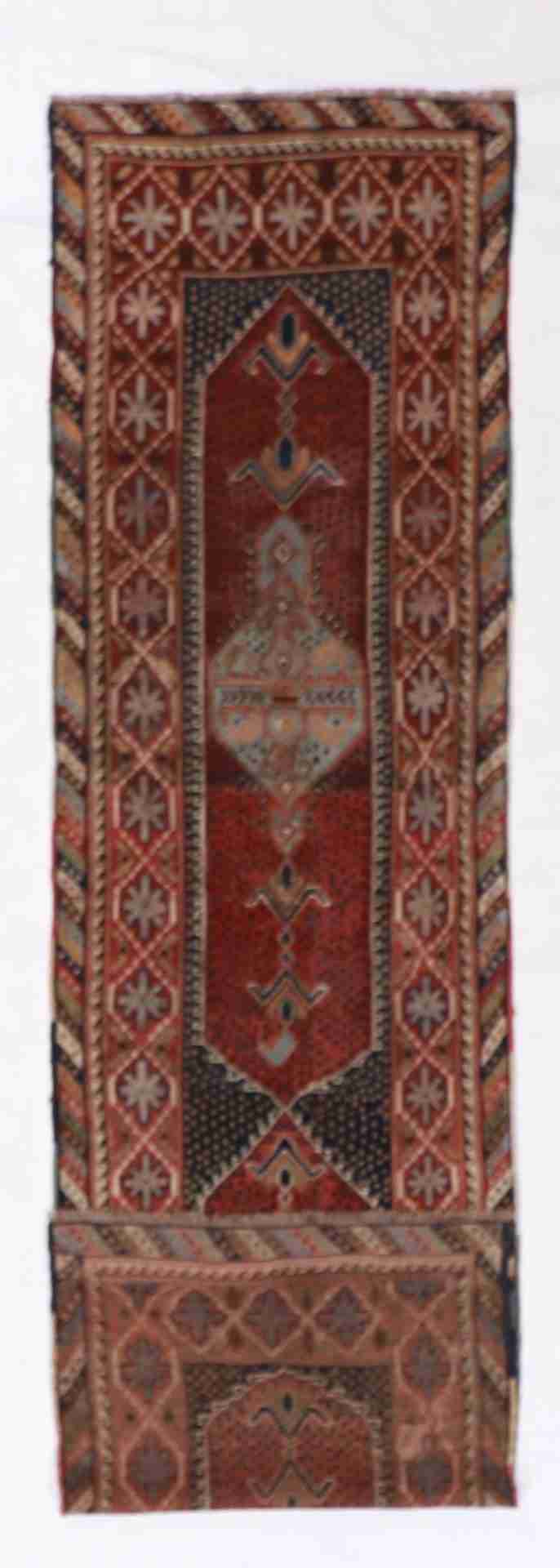 W 2.6 - L 9.3 - Gashgai Fine/Wool Geometric Rectangle - Finest Hand-Knotted Quality Wool - 55258