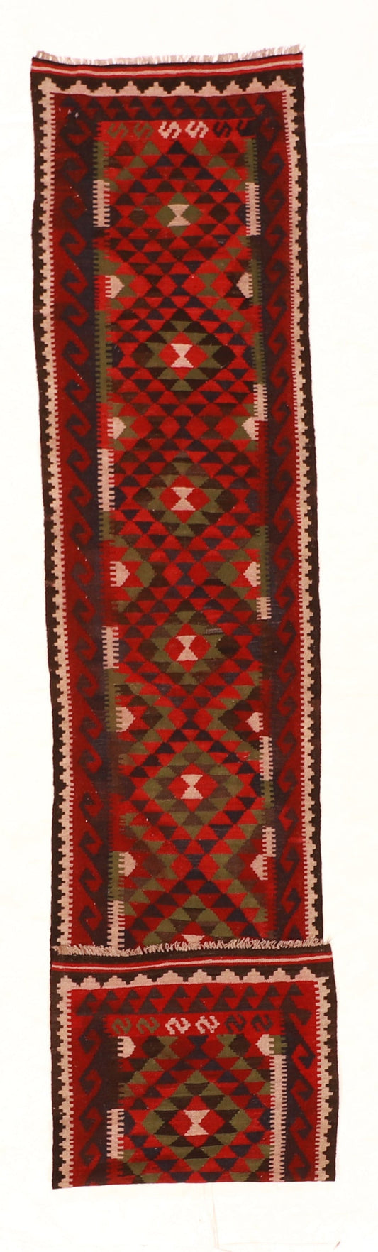 Runner - Kilim Wool Geometric Rectangle - Hand Knotted Rug