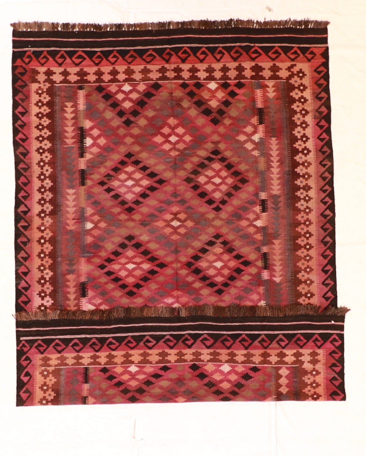 7x10 - Kilim Fine/Wool Geometric Rectangle - Hand Knotted Rug