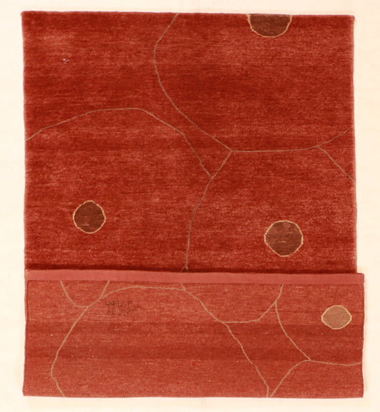 4x6 - Modern Fine/Wool All Over Rectangle - Hand Knotted Rug — 55618