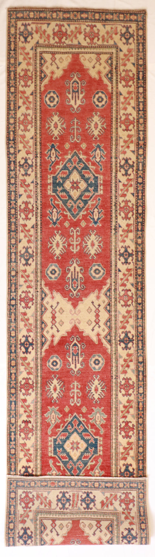 Runner - Heriz Fine Geometric Rectangle - Hand Knotted Rug — 56518