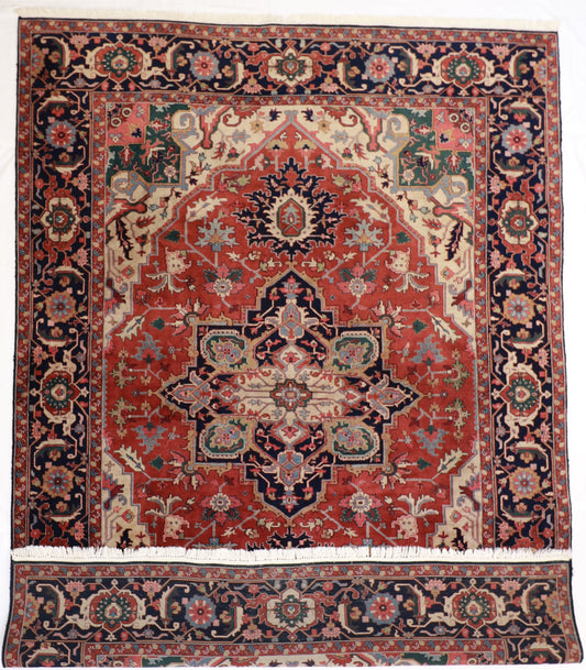 9 x12 - Heriz Wool Geometric Rectangle - Hand Knotted Rug — 56705