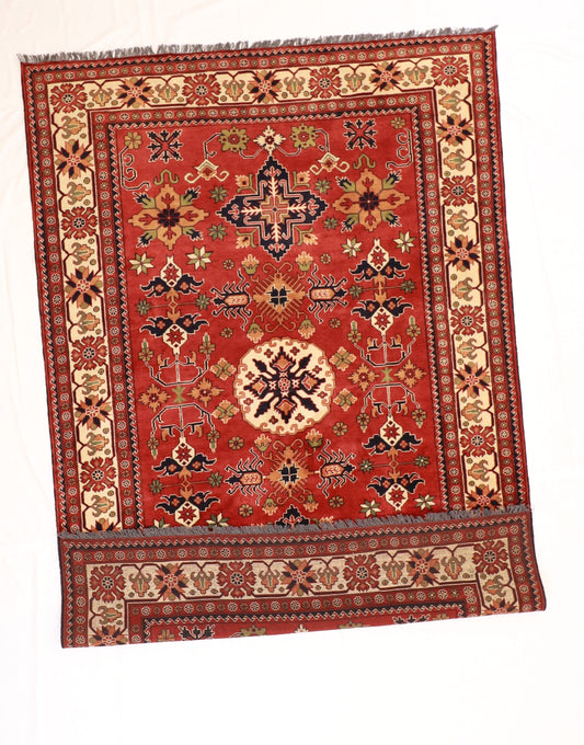 7x10 - Gashgai Fine/Wool Geometric Rectangle - Hand Knotted Rug — 57064