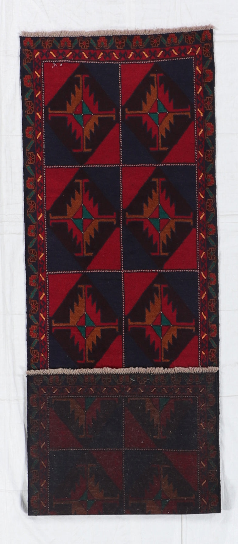 Runner - Baluch Fine/Wool Geometric Rectangle - Hand Knotted Rug