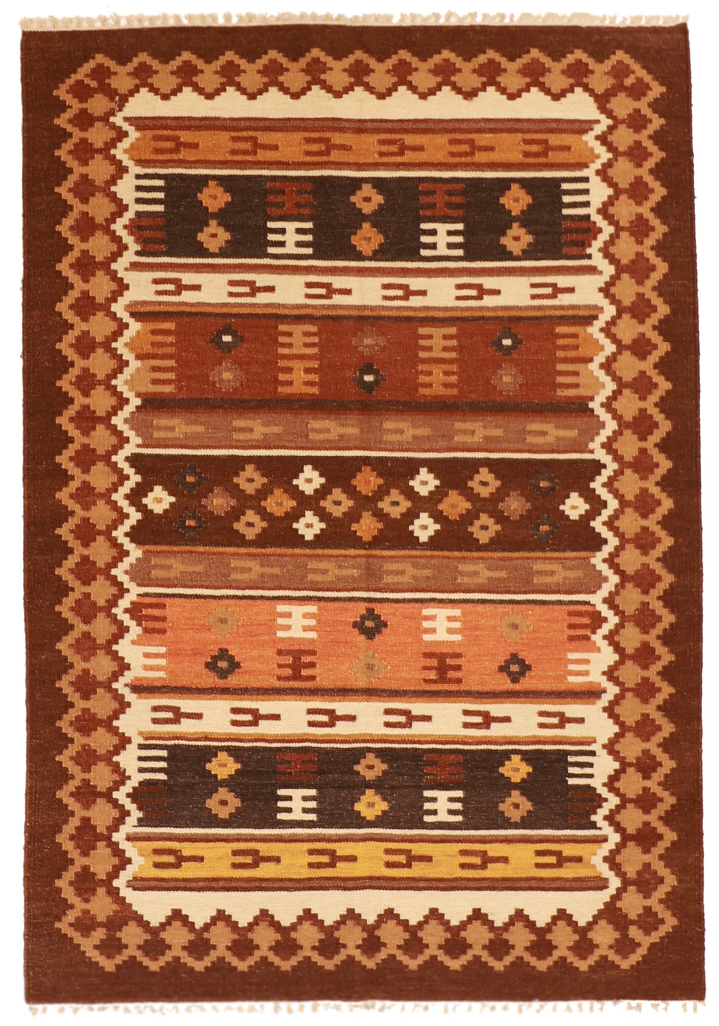 4.2 x 6 - Navajo Fine Wool All Over Rectangle - Hand Knotted Rug